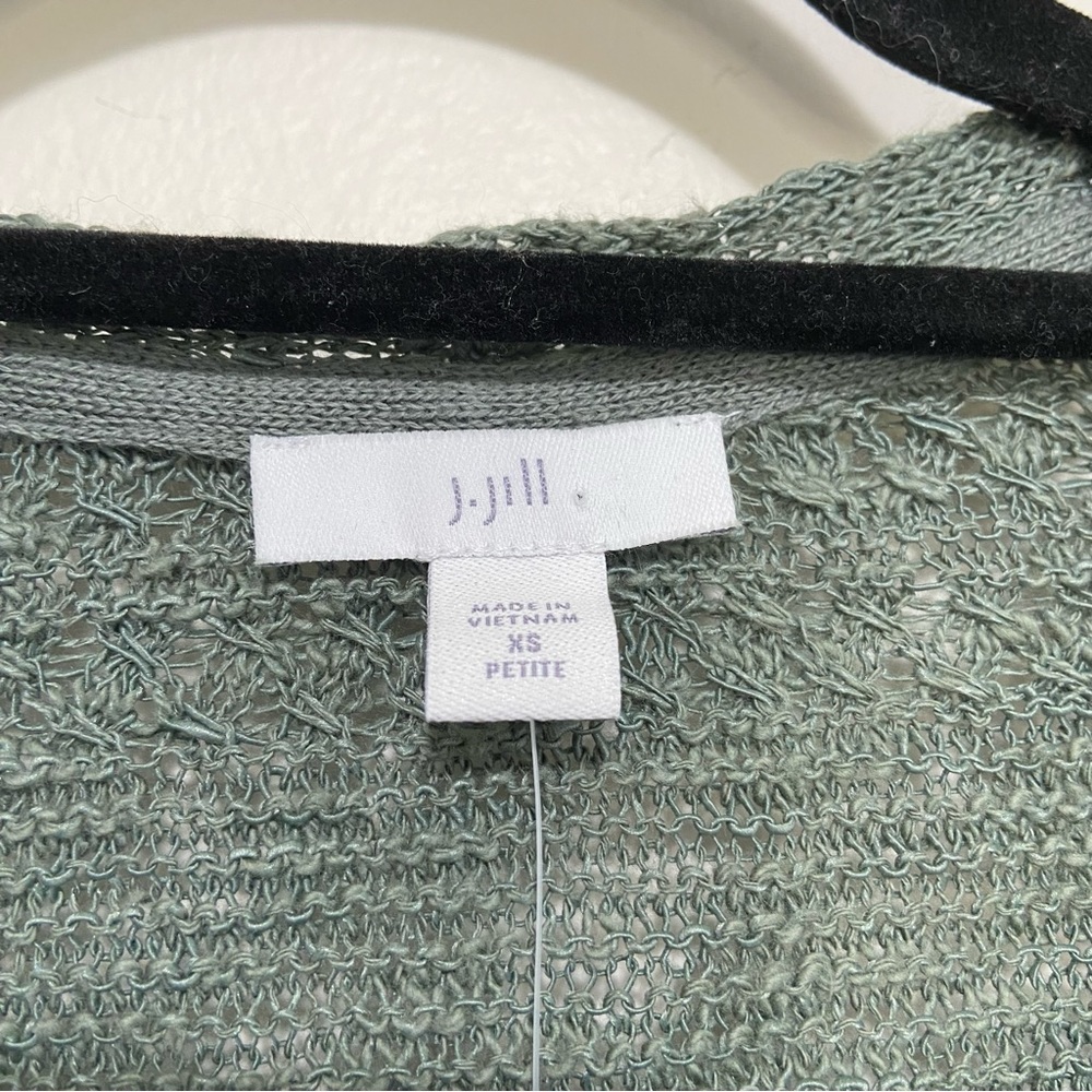 J. Jill Ivy Green Openwork Knit Long Sleeve Open Front Cardigan NWT - Picture 7 of 9